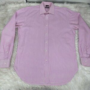 Bergdorf Goodman Mens Pink Striped Designer Business Career Shirt EU 42/16.5/C47